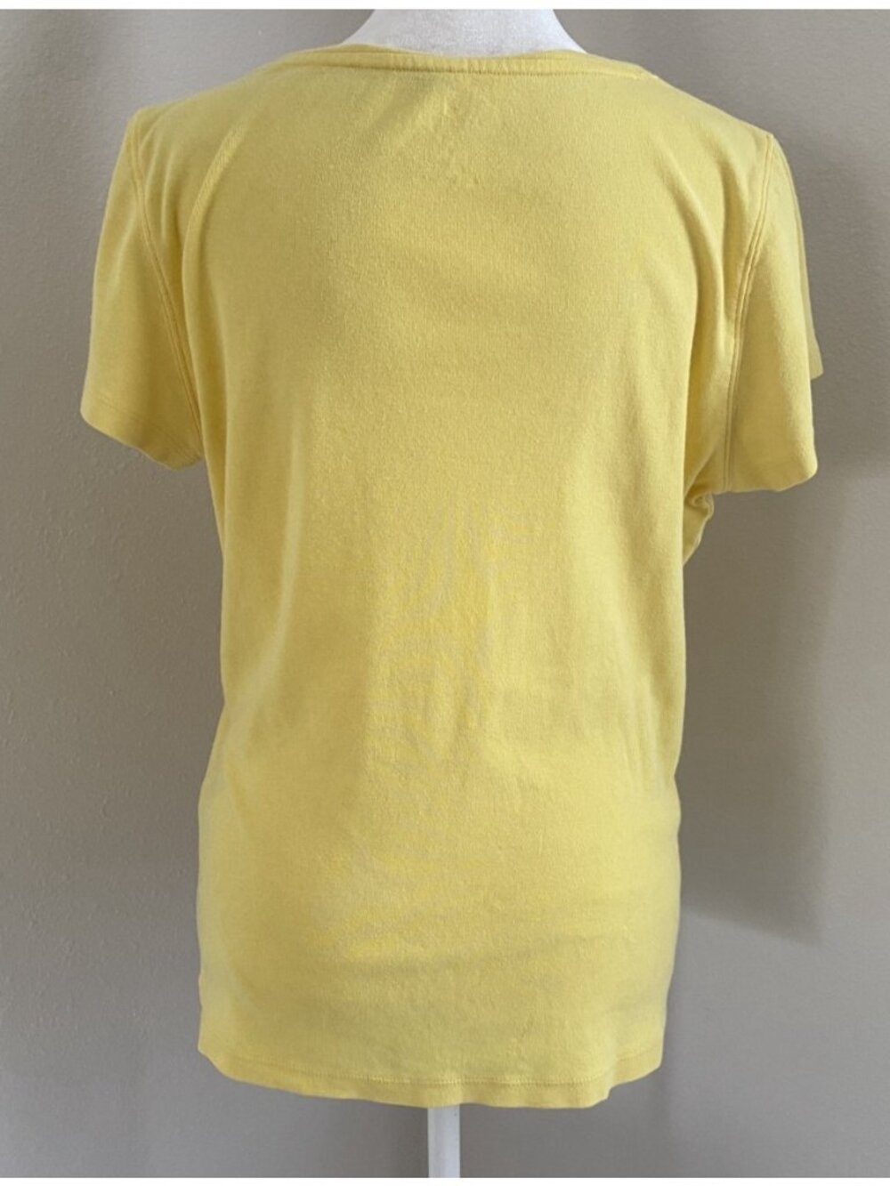 St Johns Bay Women's Medium Yellow Cotton Casual Short Sleeve Top Tee - Picture 2 of 5